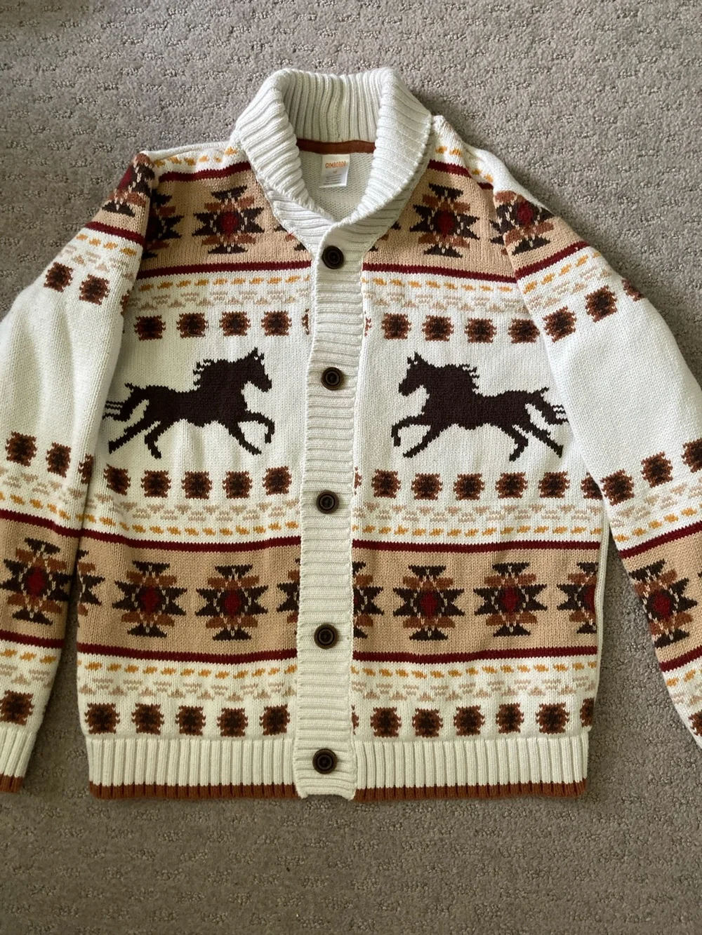 Gymboree cotton southwest horse cardigan, Sz 12.